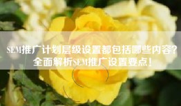 SEM推广计划层级设置都包括哪些内容？全面解析SEM推广设置要点！