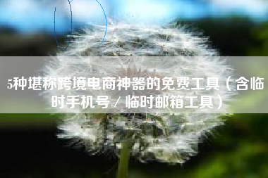 5种堪称跨境电商神器的免费工具（含临时手机号／临时邮箱工具）