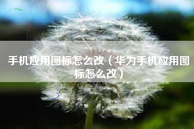 手机应用图标怎么改（华为手机应用图标怎么改）